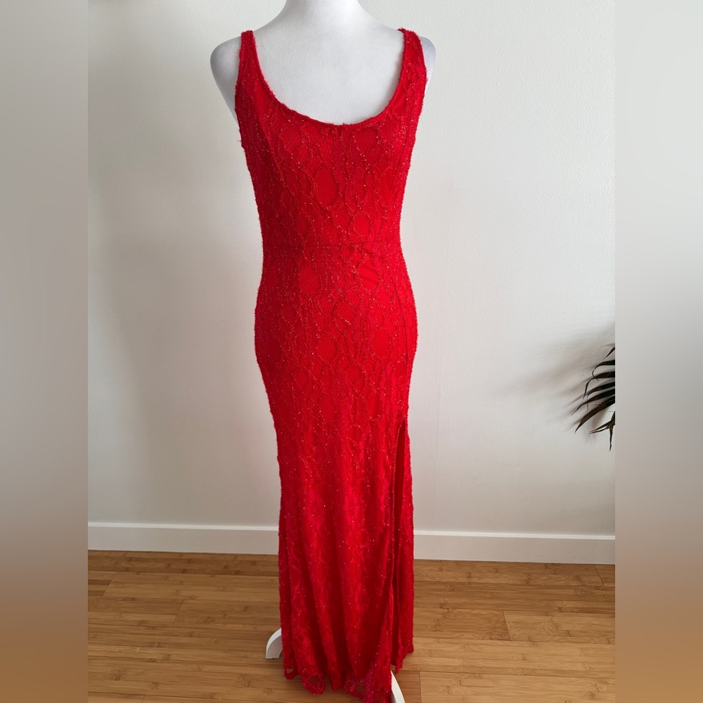 CBR Red Sleeveless maxi Dress with slit size Medium